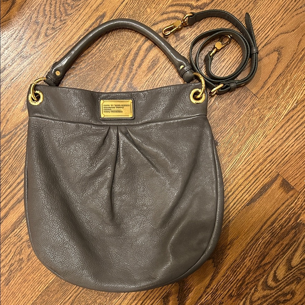 Marc Jacobs Dark Grey Hobo Bag with Gold Accents